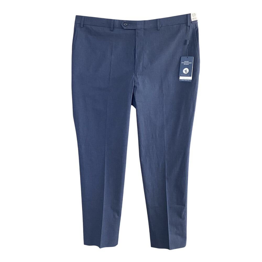Hart Schaffner Marx Pant Men's 40x30 Dress Pant Platinum New York Fit Blue NEW